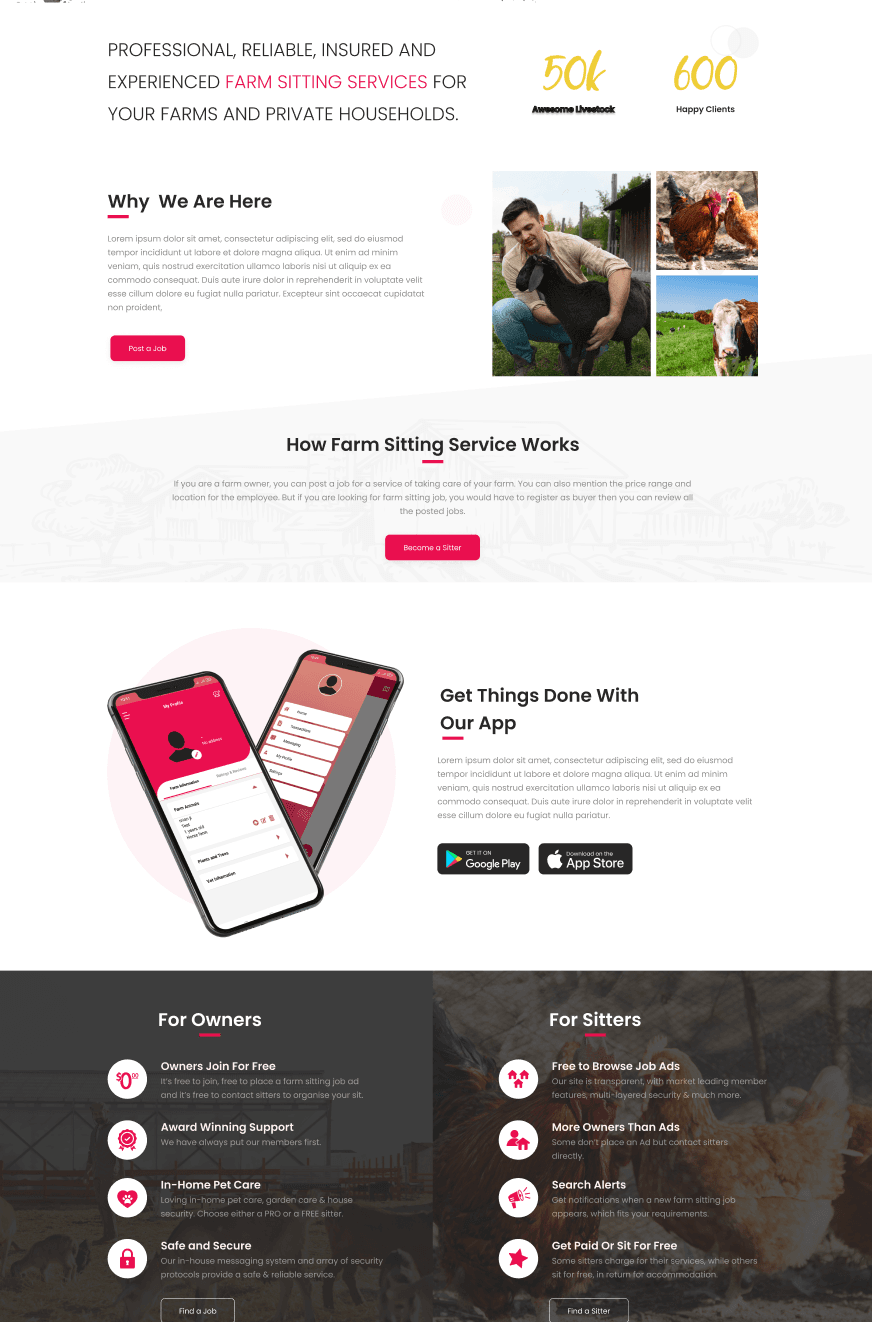 Farm Sitting Mobile & Web App (Complete Solution)